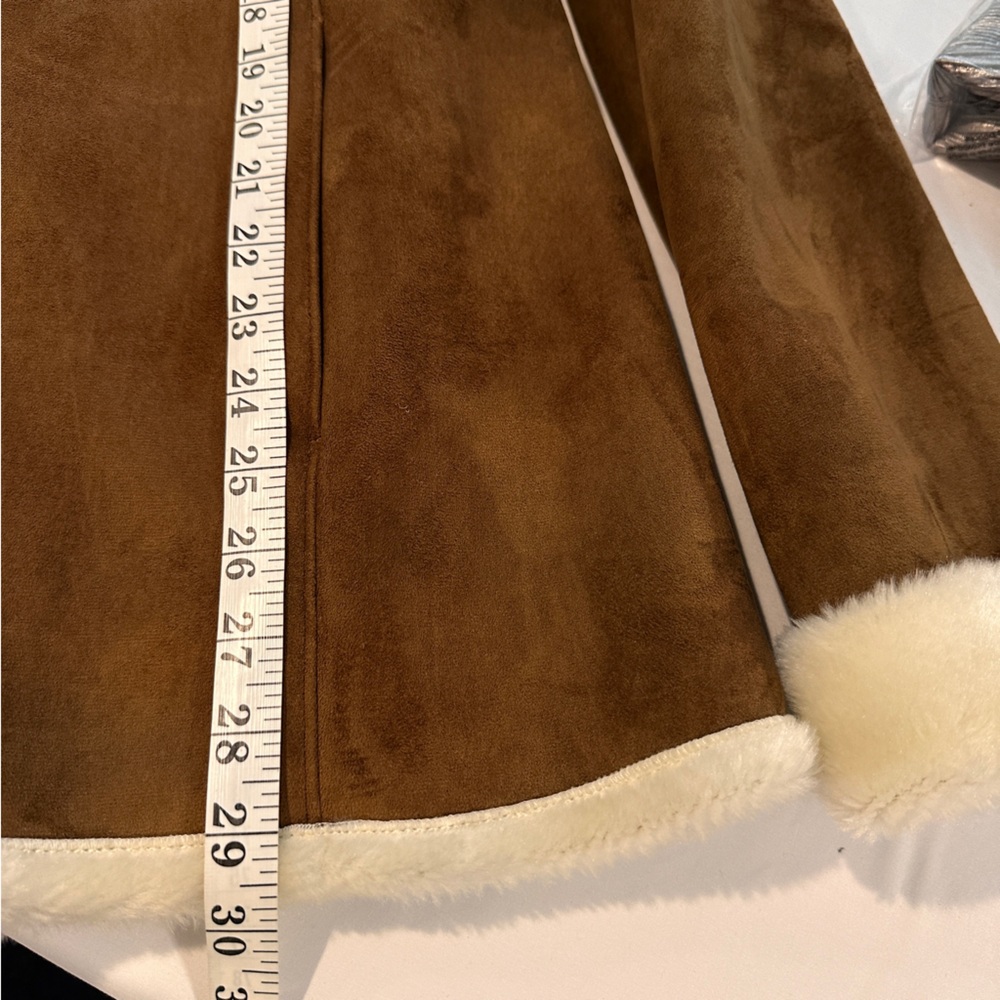 Relativity Rich Brown Faux Suede Sherpa Style Button Front Jacket XL - Picture 11 of 12